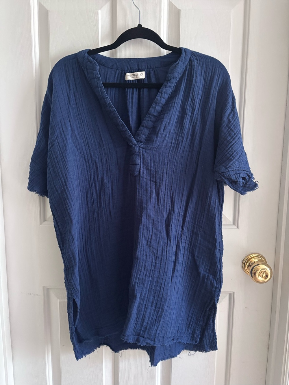 Natural Life Blue Gauze Beach Swim Cover Up Tunic XS